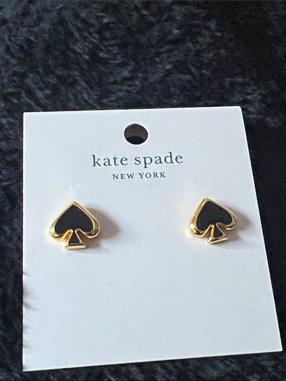 NWT Kate Spade enamel black and gold studs H1​
